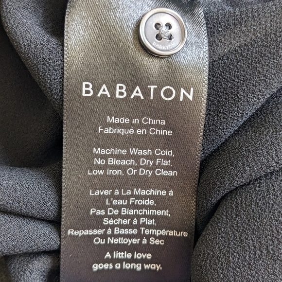 BABATON BLACK FAUX-WRAP LONG SLEEVE GAUZY BLOUSE SIZE XXS - Picture 8 of 10